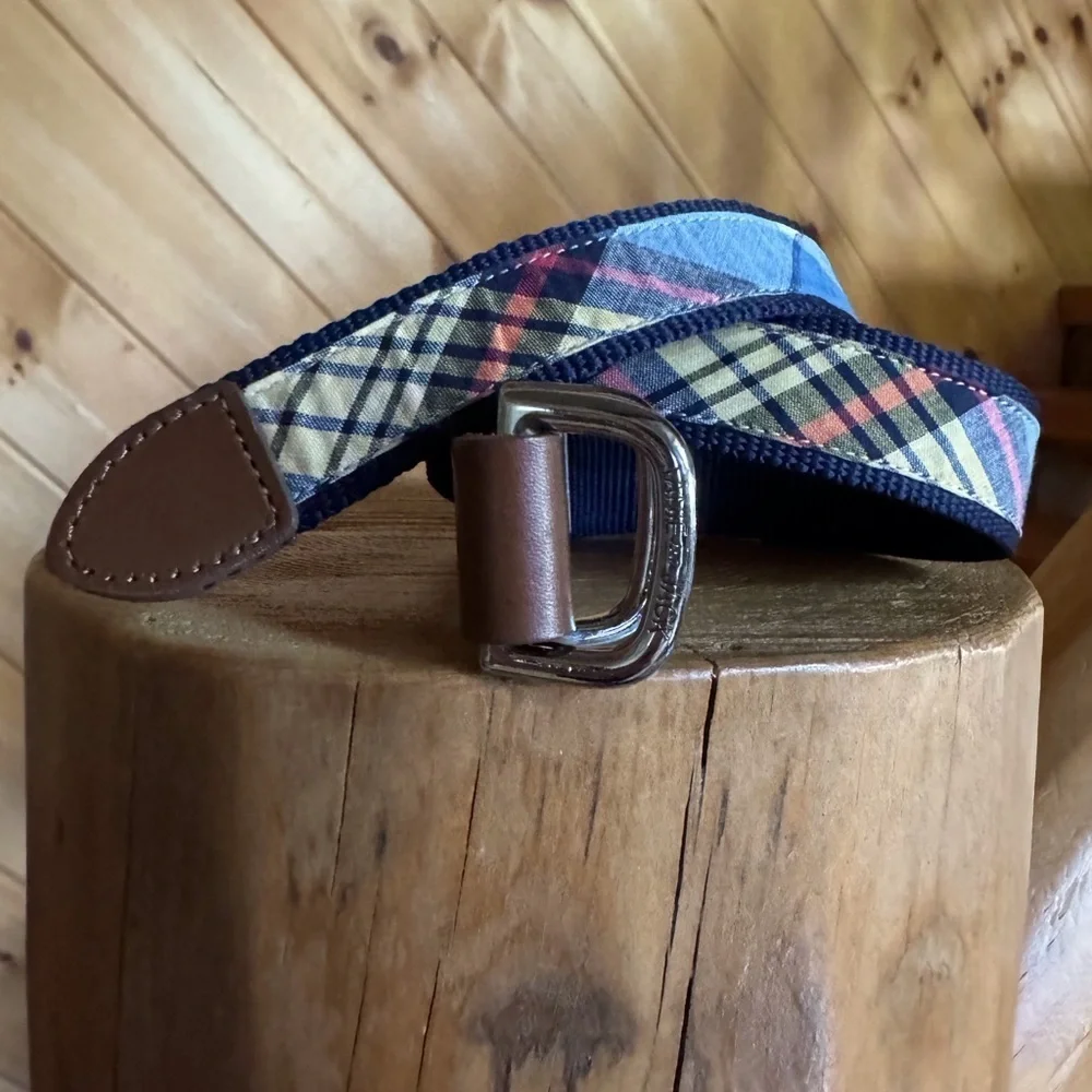 Janie and Jack Picnic blue madras plaid belt Size 2T to 3